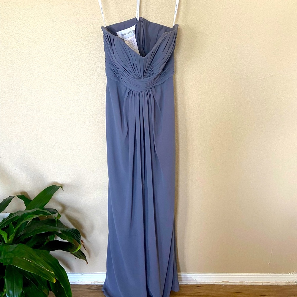 David’s Bridal Gray Strapless Dress